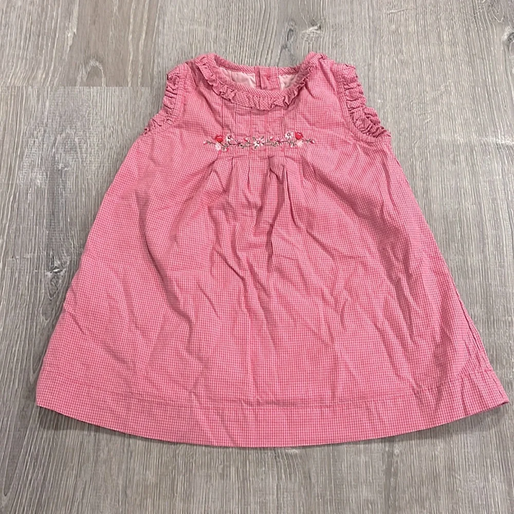 Vintage Carter’s Dress Pink Grid Plaid Floral Embroidery w/ Diaper Cover